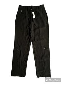 Tahari zipper pockets Cargo pants black viscose polyester blend‎ Women 6 -New !